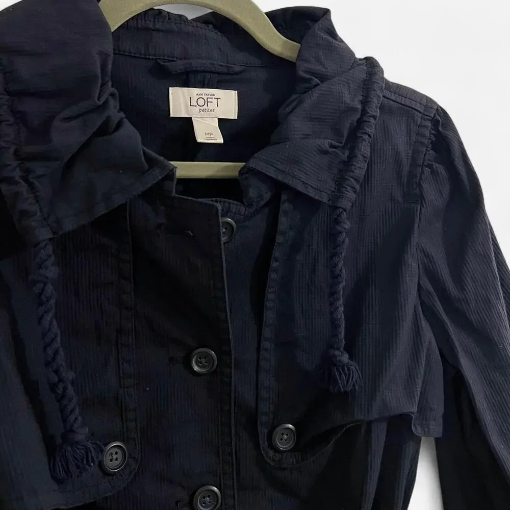 Ann Taylor LOFT Navy Utility Jacket/Cropped Trench Coat